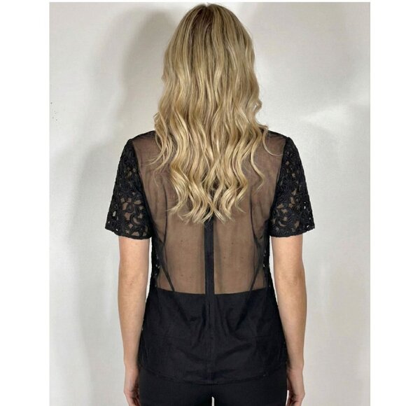 Burberry London Black Sheet Floral Top, Womens Size 8 NWD (Missing Camisole) - Picture 2 of 7